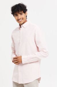 Men Pink Checkered Oxford Shirt sold by Redtag