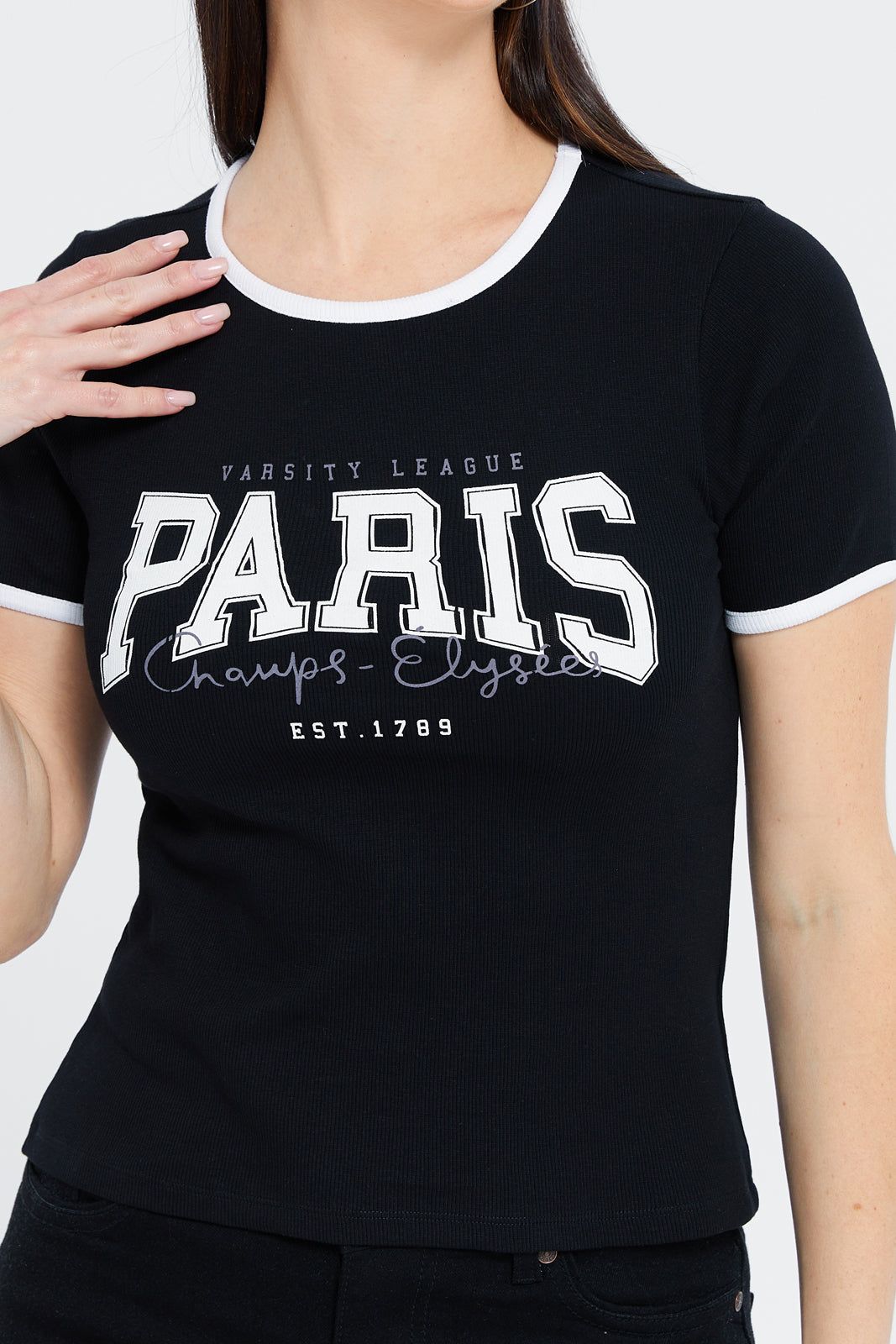 Women Black Paris Printed T-Shirt sold by Redtag product image thumbnail 4
