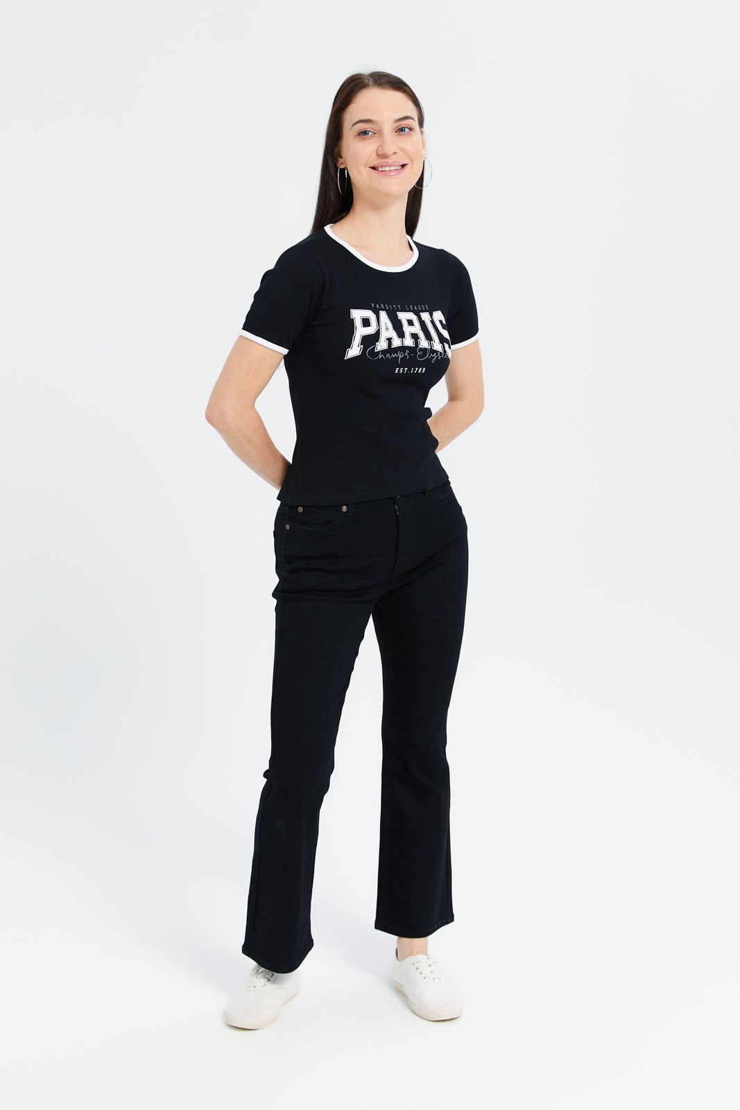 Women Black Paris Printed T-Shirt sold by Redtag product image thumbnail 2