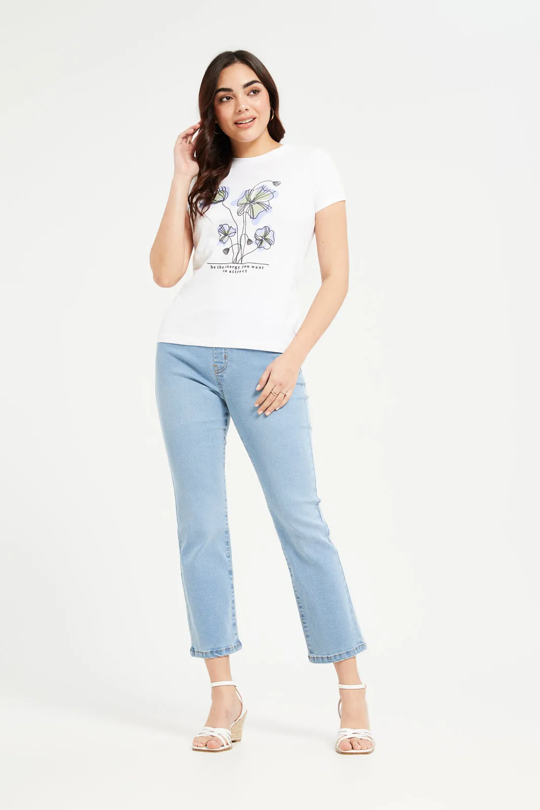 Women White Floral Printed T-Shirt sold by Redtag product image thumbnail 2