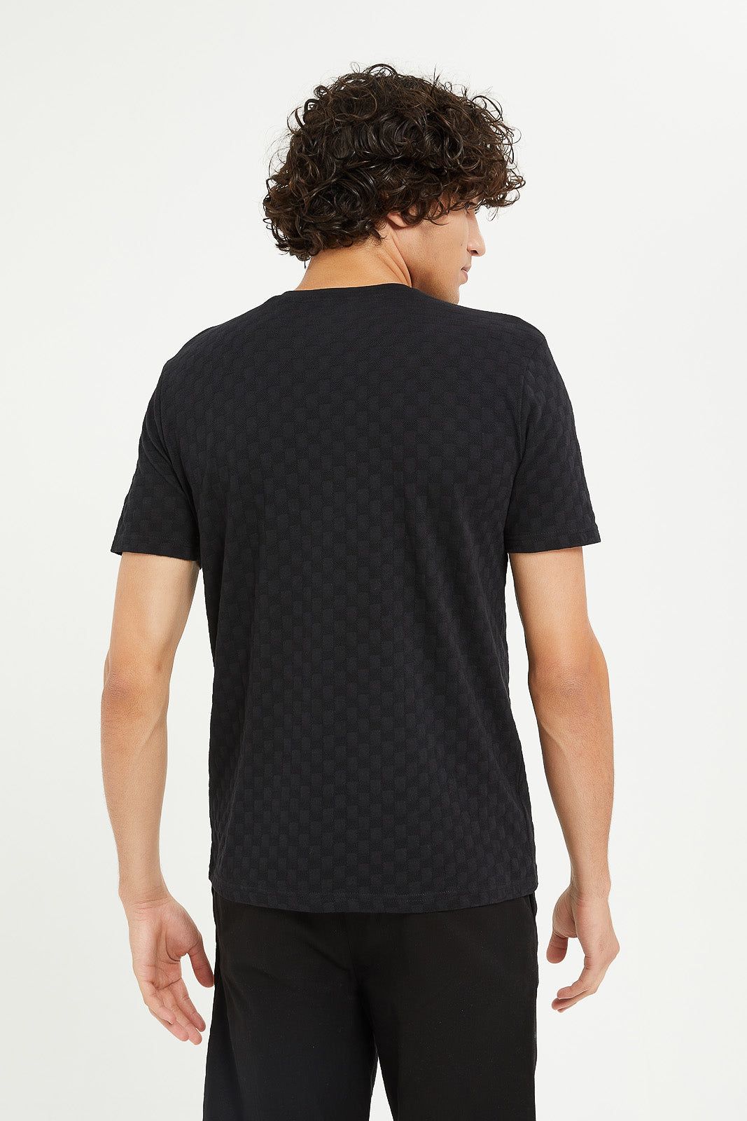 Men Black Jacquard T-Shirt sold by Redtag product image thumbnail 3