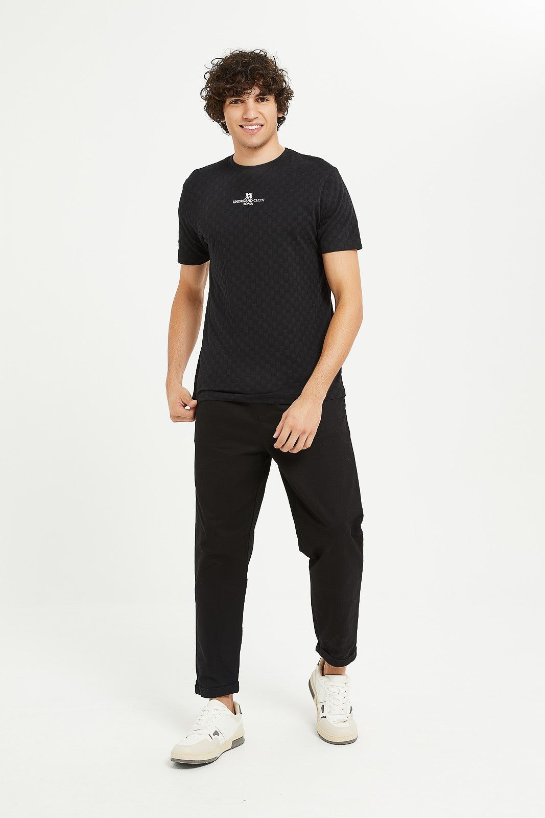 Men Black Jacquard T-Shirt sold by Redtag product image thumbnail 2