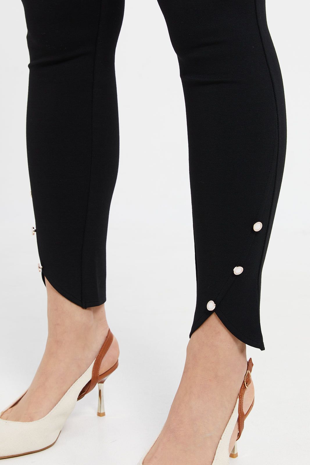 Women Black Multi Button Leggings sold by Redtag product image thumbnail 4