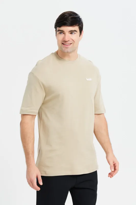 Men Beige Soft Touch Oversize T-Shirt sold by Redtag