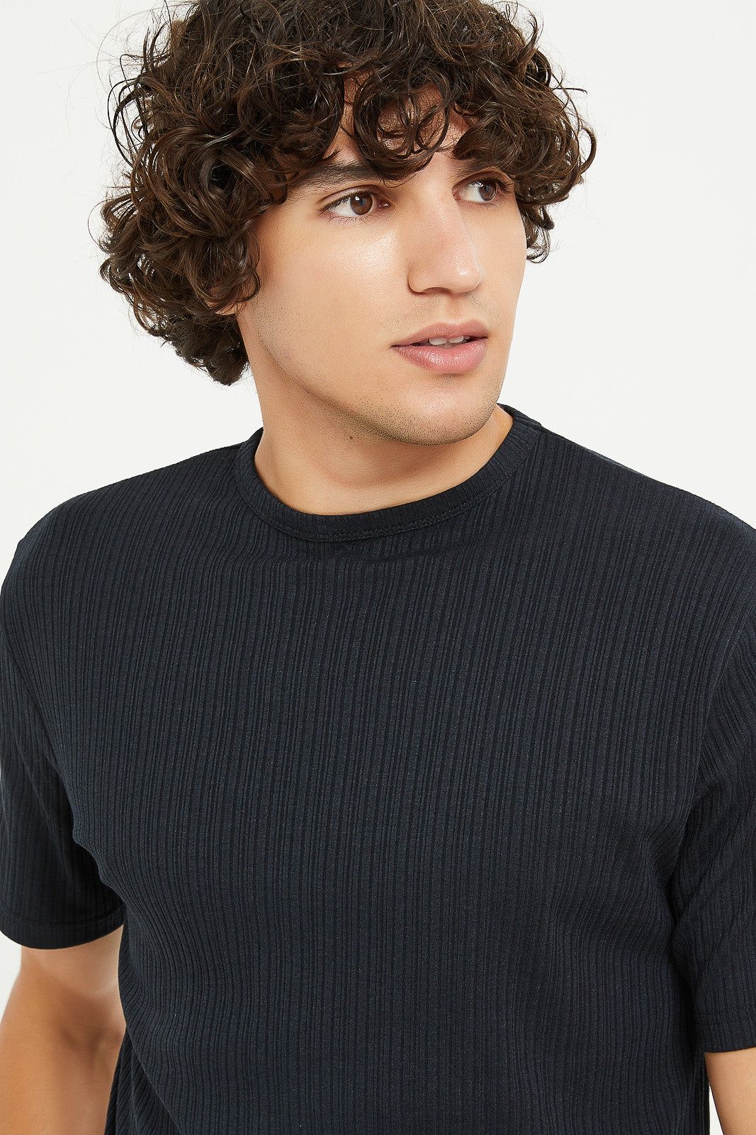Men Black Stretch Jacquard T-Shirt sold by Redtag product image thumbnail 4