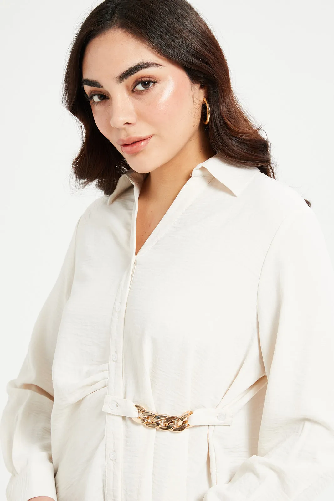 Women Beige Embellished Shirt sold by Redtag product image thumbnail 4