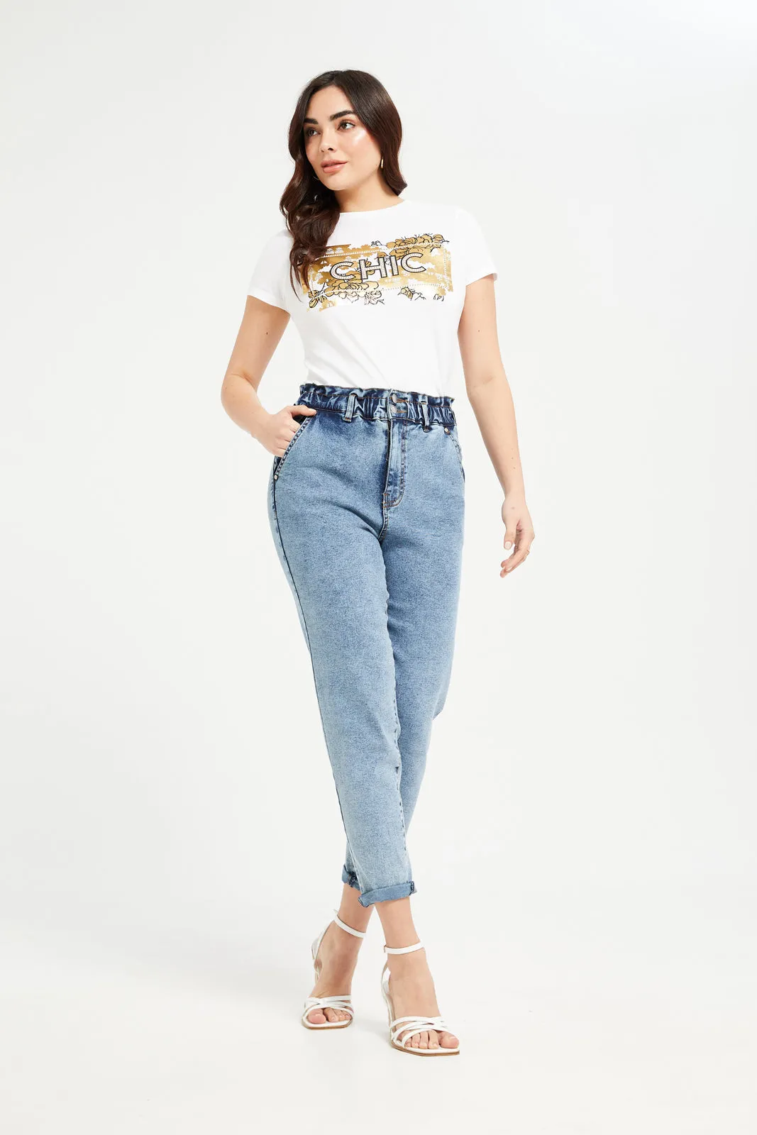 Women Blue High Rise Waist Mom Fit Jeans sold by Redtag product image thumbnail 2