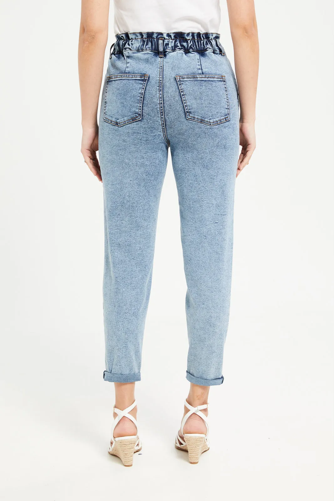 Women Blue High Rise Waist Mom Fit Jeans sold by Redtag product image thumbnail 3