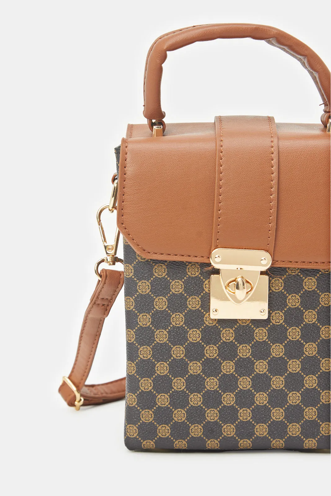 Women Tan And Black Printed Mobile Bag sold by Redtag product image thumbnail 3