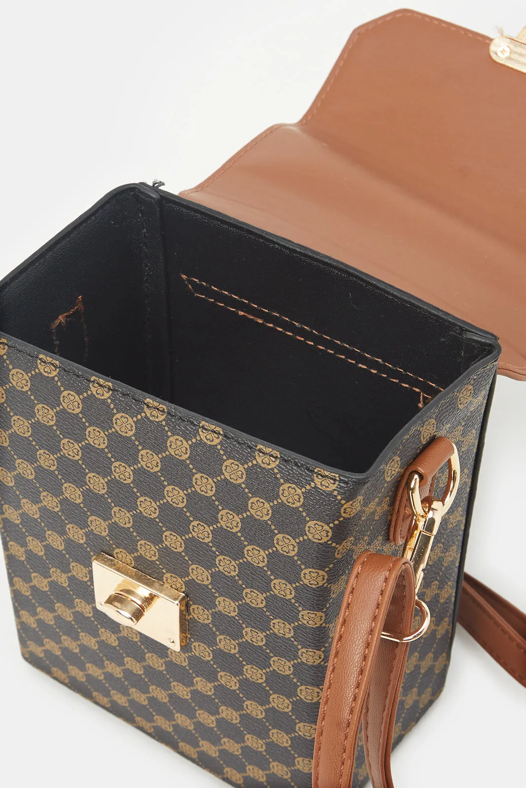 Women Tan And Black Printed Mobile Bag sold by Redtag product image thumbnail 4