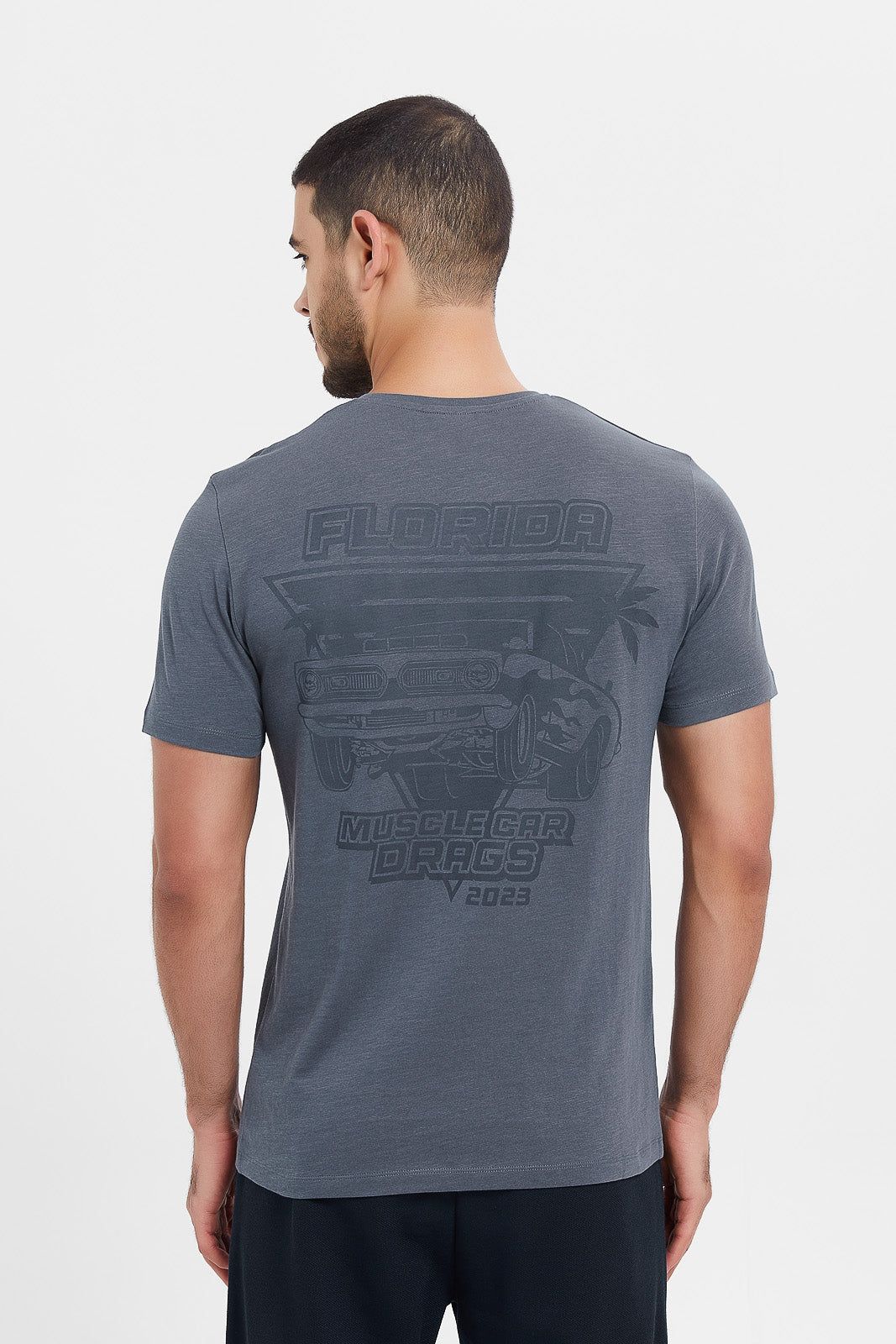 Men Charcoal Graphic T-Shirt sold by Redtag product image thumbnail 4