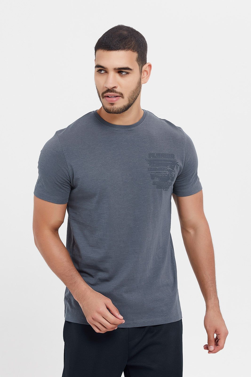 Men Charcoal Graphic T-Shirt sold by Redtag