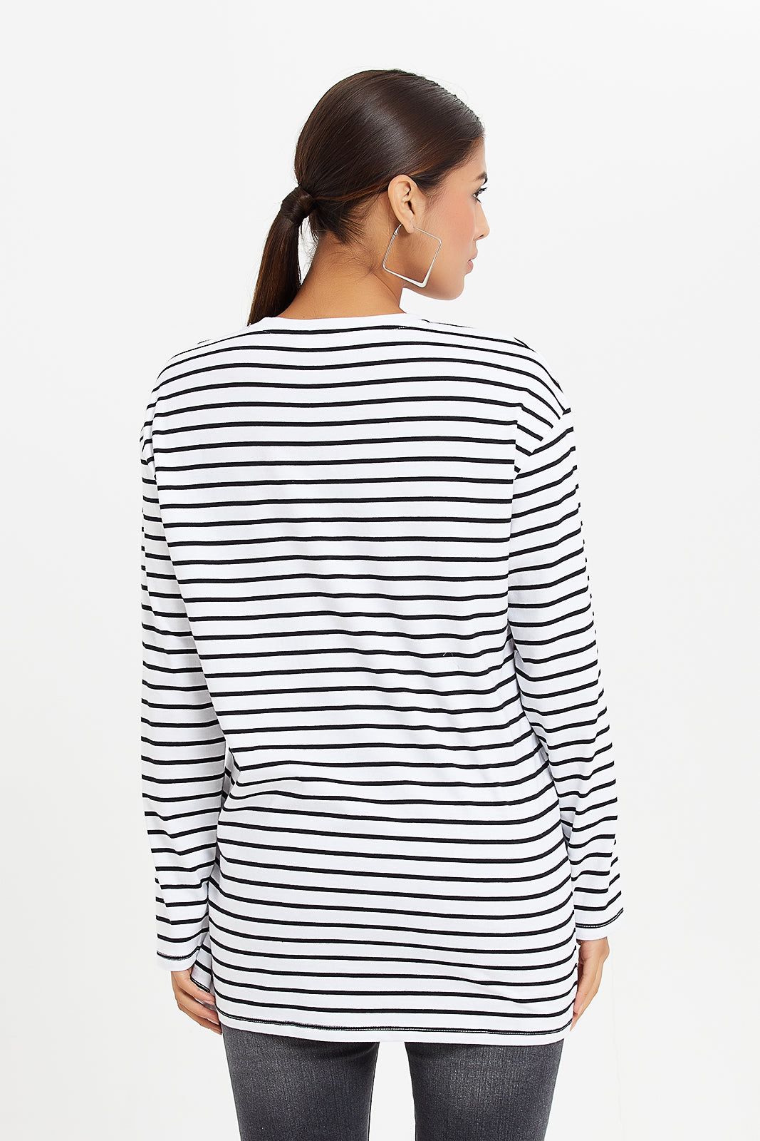 Women White Long Sleeves Oversized T-Shirt sold by Redtag product image thumbnail 3