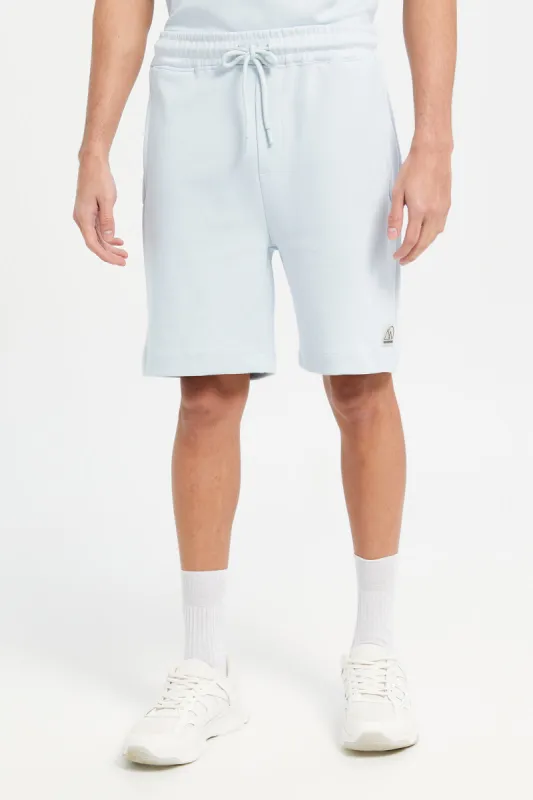 Men Blue Printed Active Shorts sold by Redtag