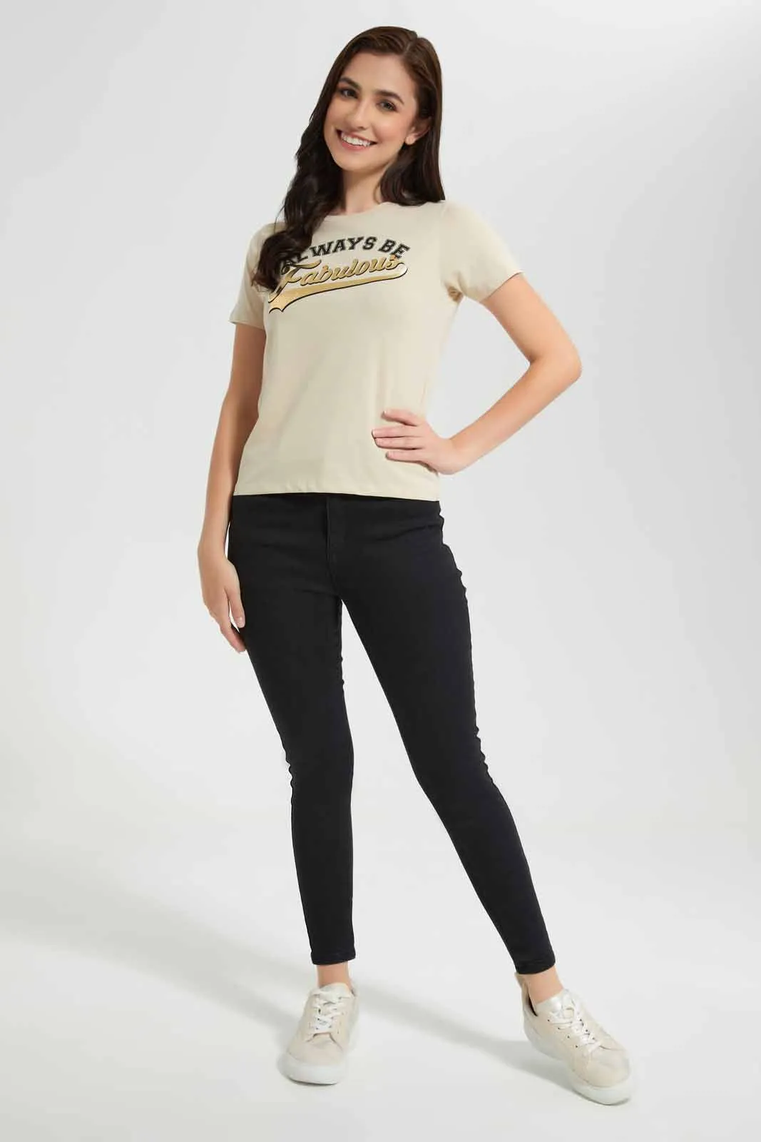 Beige Fabulous T-Shirt sold by Redtag product image thumbnail 2