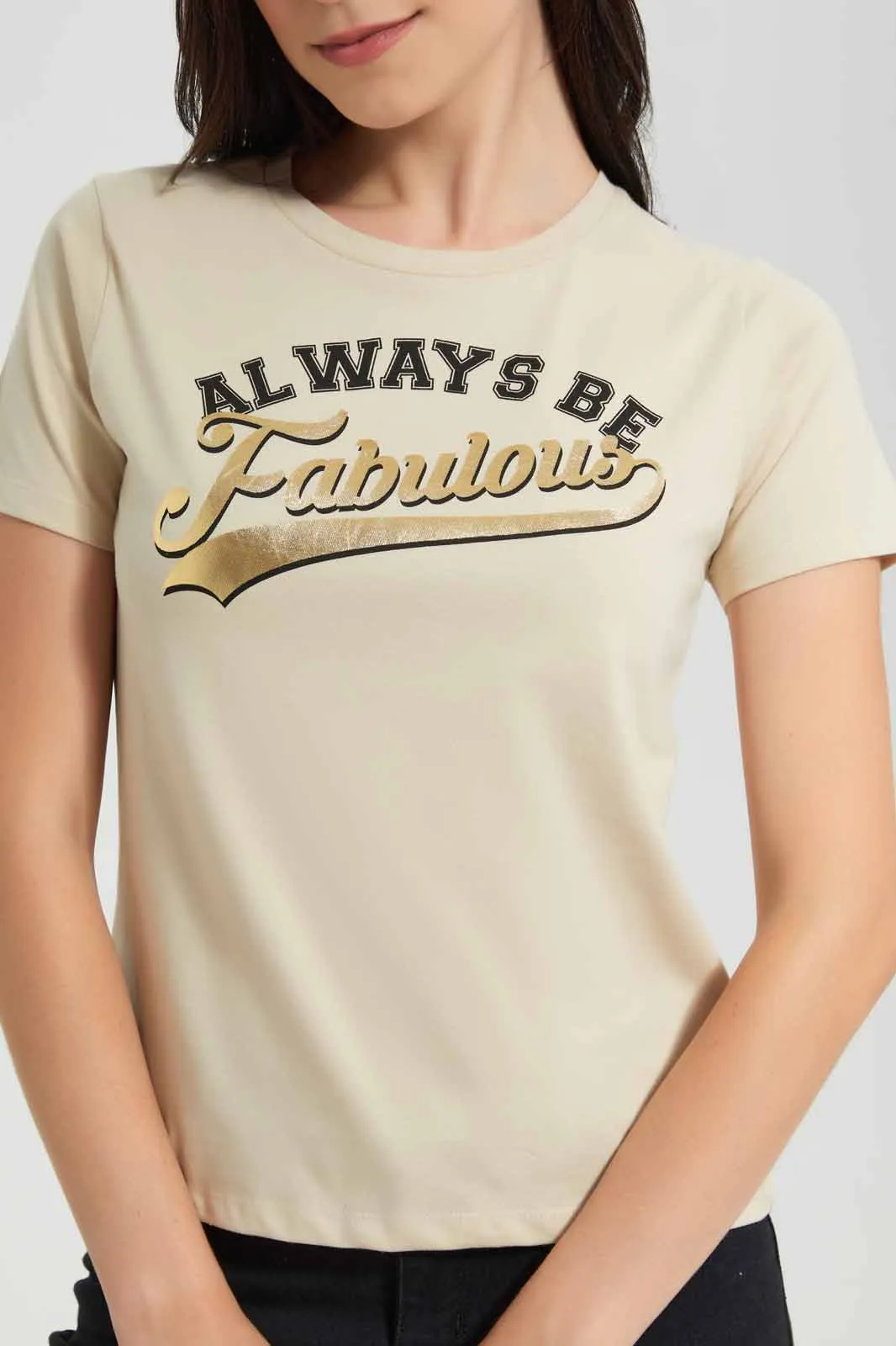 Beige Fabulous T-Shirt sold by Redtag product image thumbnail 3