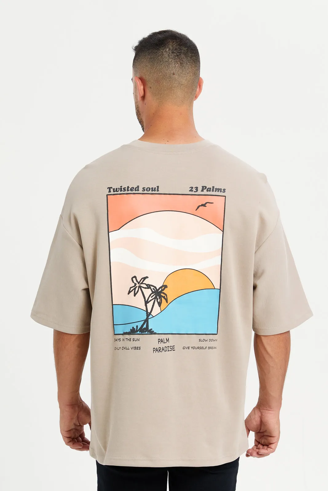 Men Beige Printed T-Shirt sold by Redtag product image thumbnail 3