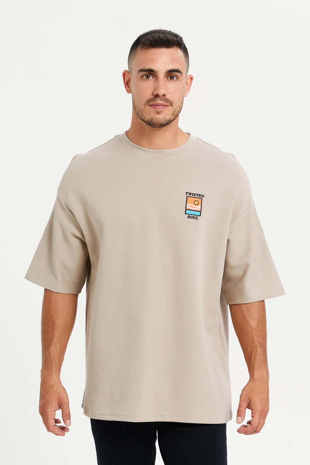 Men Beige Printed T-Shirt sold by Redtag