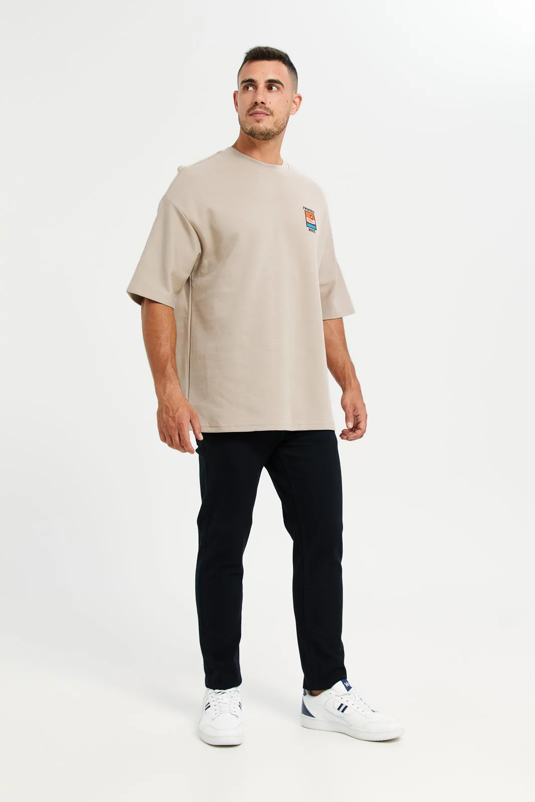 Men Beige Printed T-Shirt sold by Redtag product image thumbnail 2