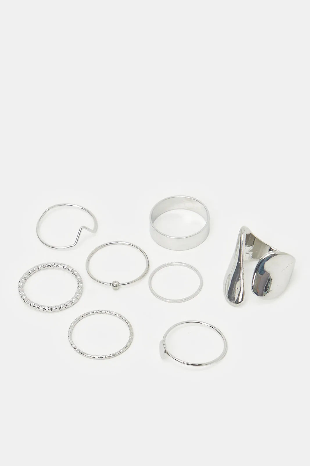 Women Silver Embellished Ring Set (8 Piece) sold by Redtag product image thumbnail 3