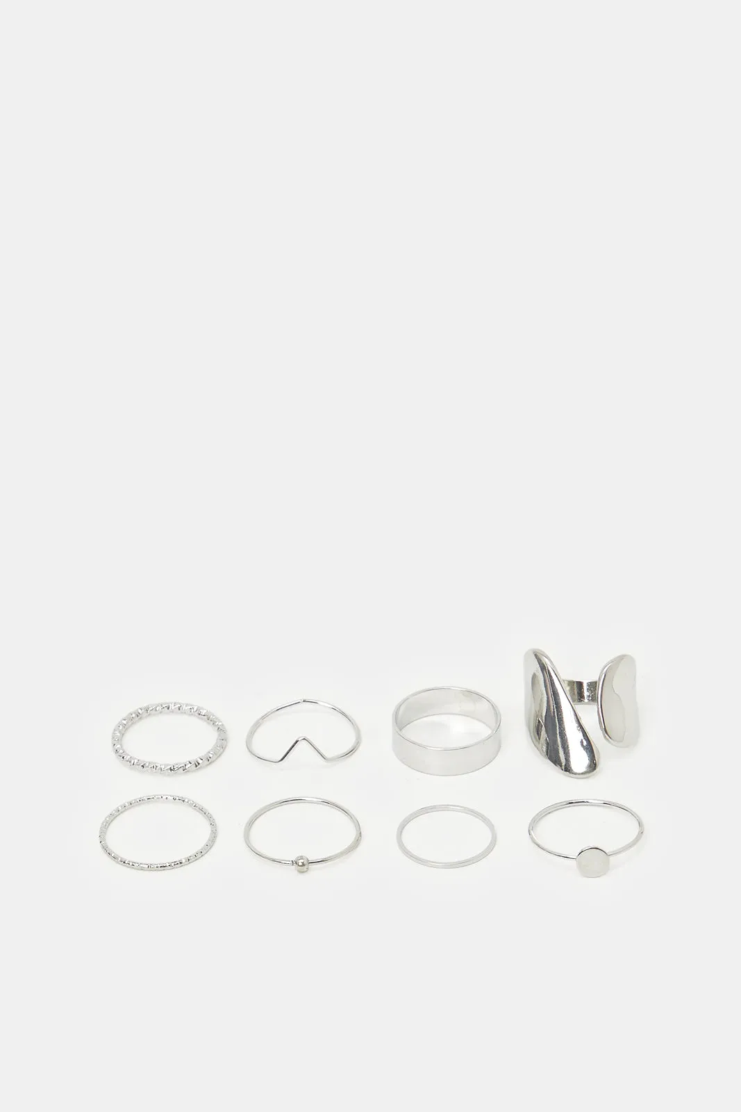 Women Silver Embellished Ring Set (8 Piece) sold by Redtag