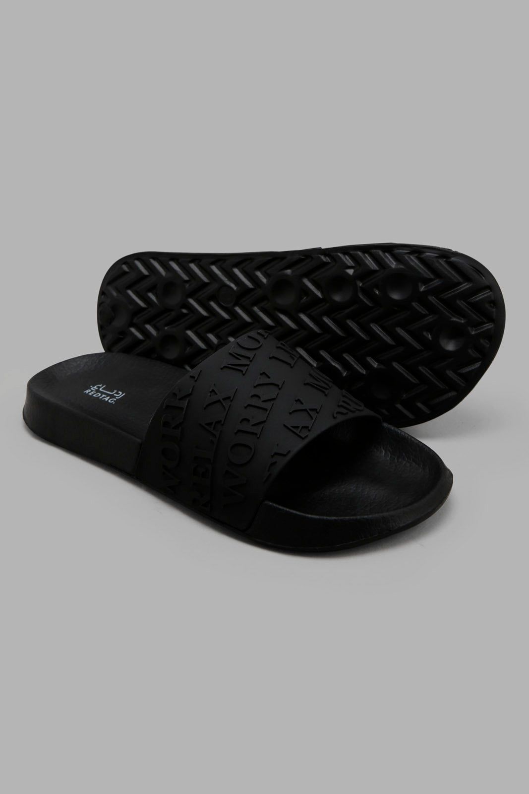 Women Black Slogan Upper Slide sold by Redtag product image thumbnail 3