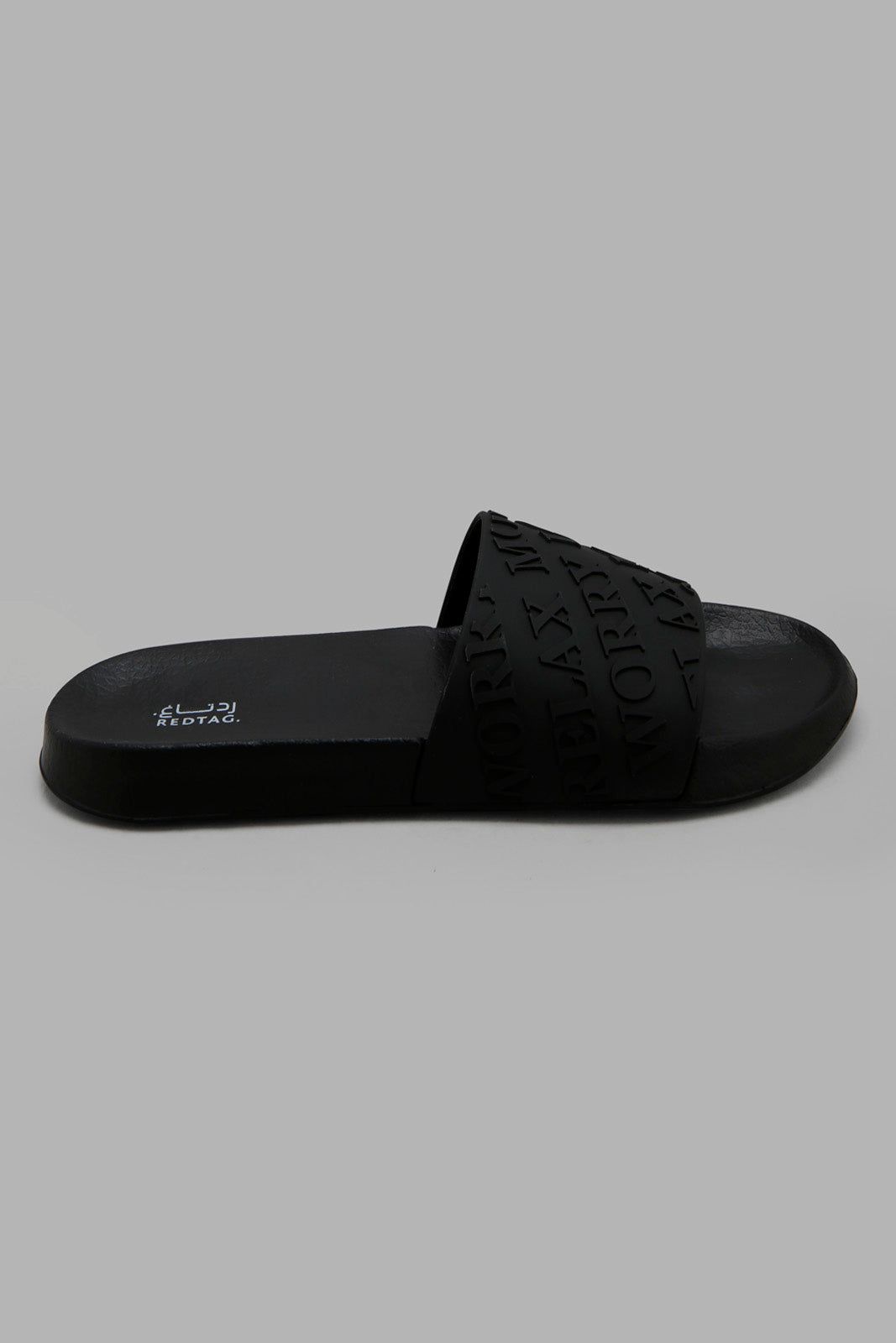 Women Black Slogan Upper Slide sold by Redtag product image thumbnail 4