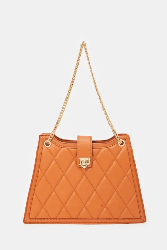 Women Tan Textured Tote Bag sold by Redtag