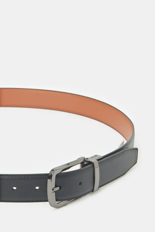 Men Black And Beige Belt With Twist Buckle sold by Redtag