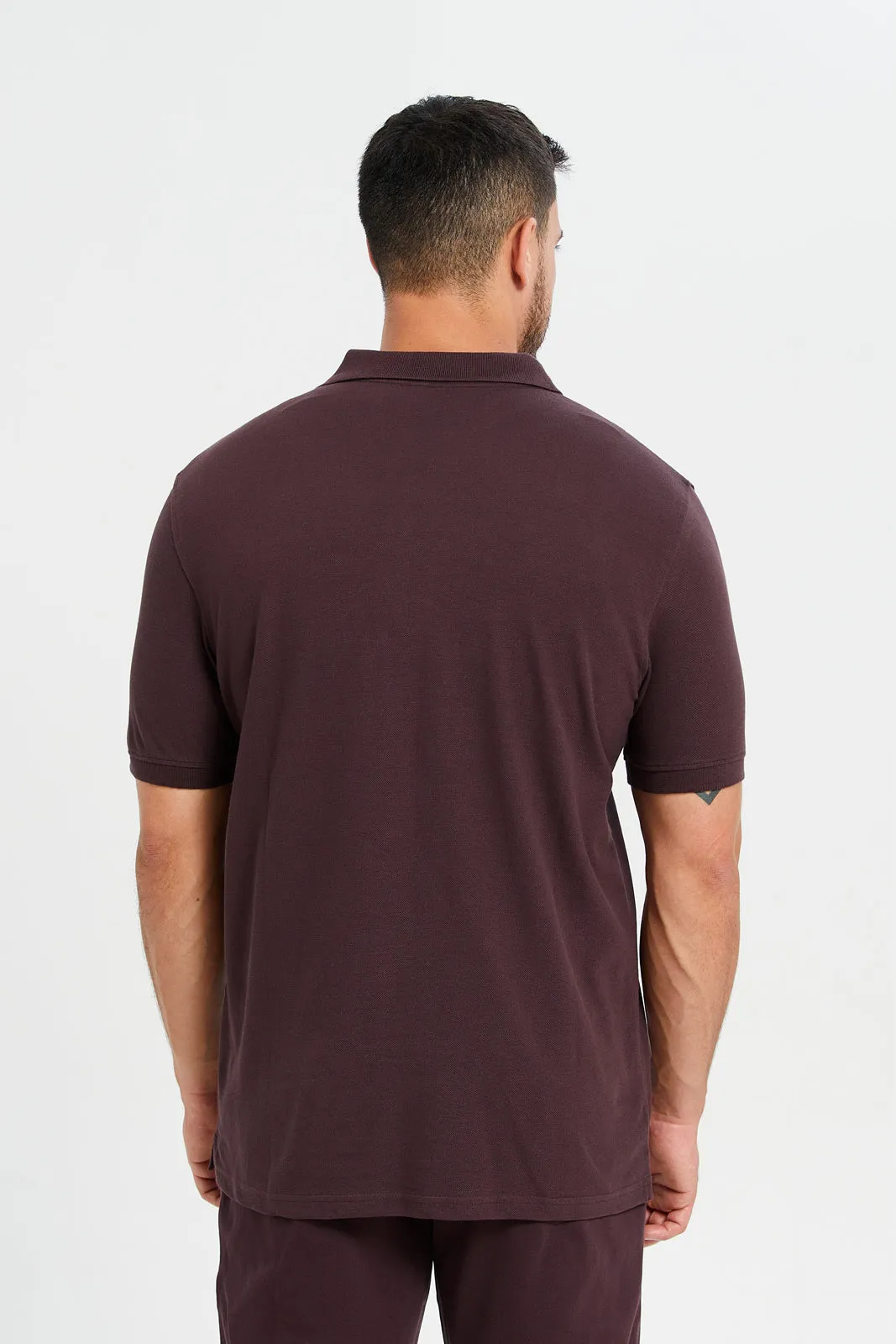 Men Burgundy Polo Shirt sold by Redtag product image thumbnail 3