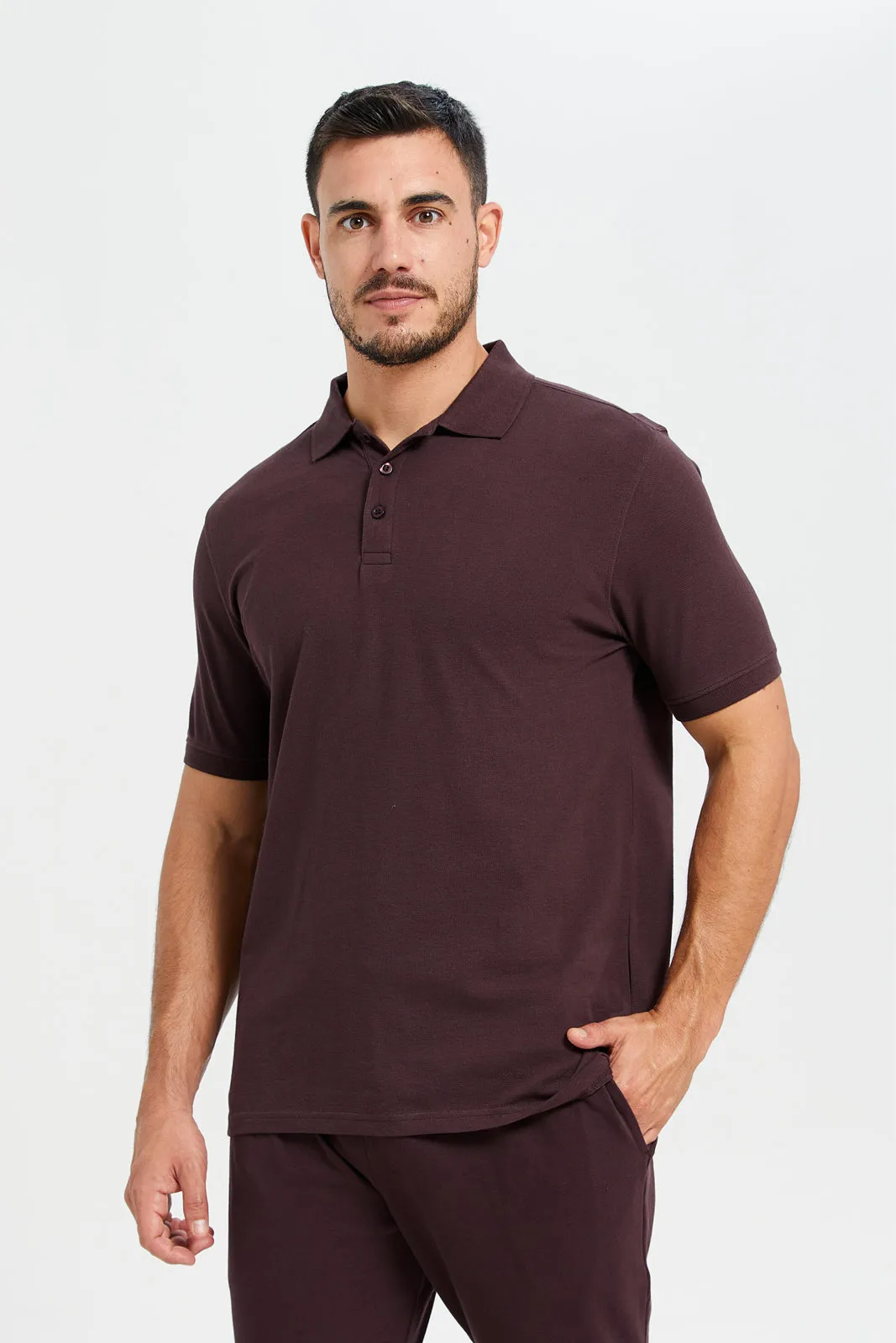 Men Burgundy Polo Shirt sold by Redtag