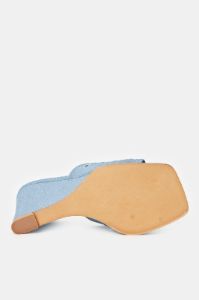Women Blue Denim Cutout Wedge sold by Redtag