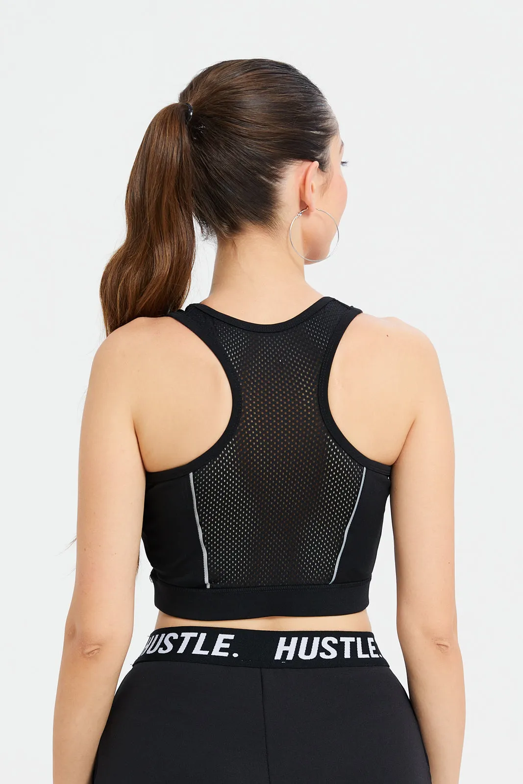 Women Black Sports Bra With Reflector sold by Redtag product image thumbnail 3