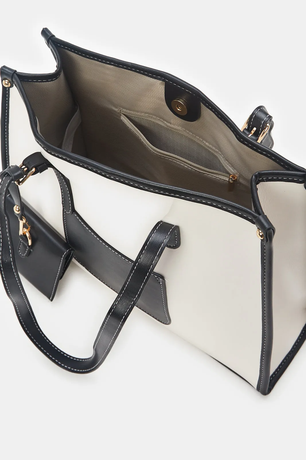 Women White Tote Bag With a Pouch sold by Redtag product image thumbnail 3