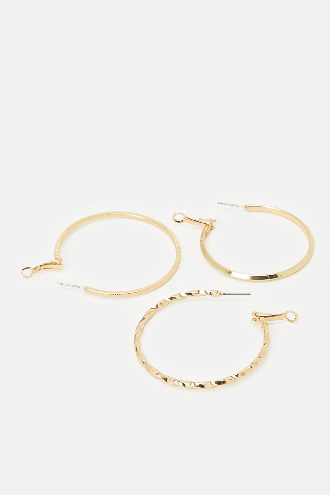 Women Gold Embellished Hoop Earrings Set (3 Pairs) sold by Redtag product image thumbnail 2