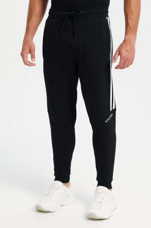 Men Black Printed Active Pants sold by Redtag