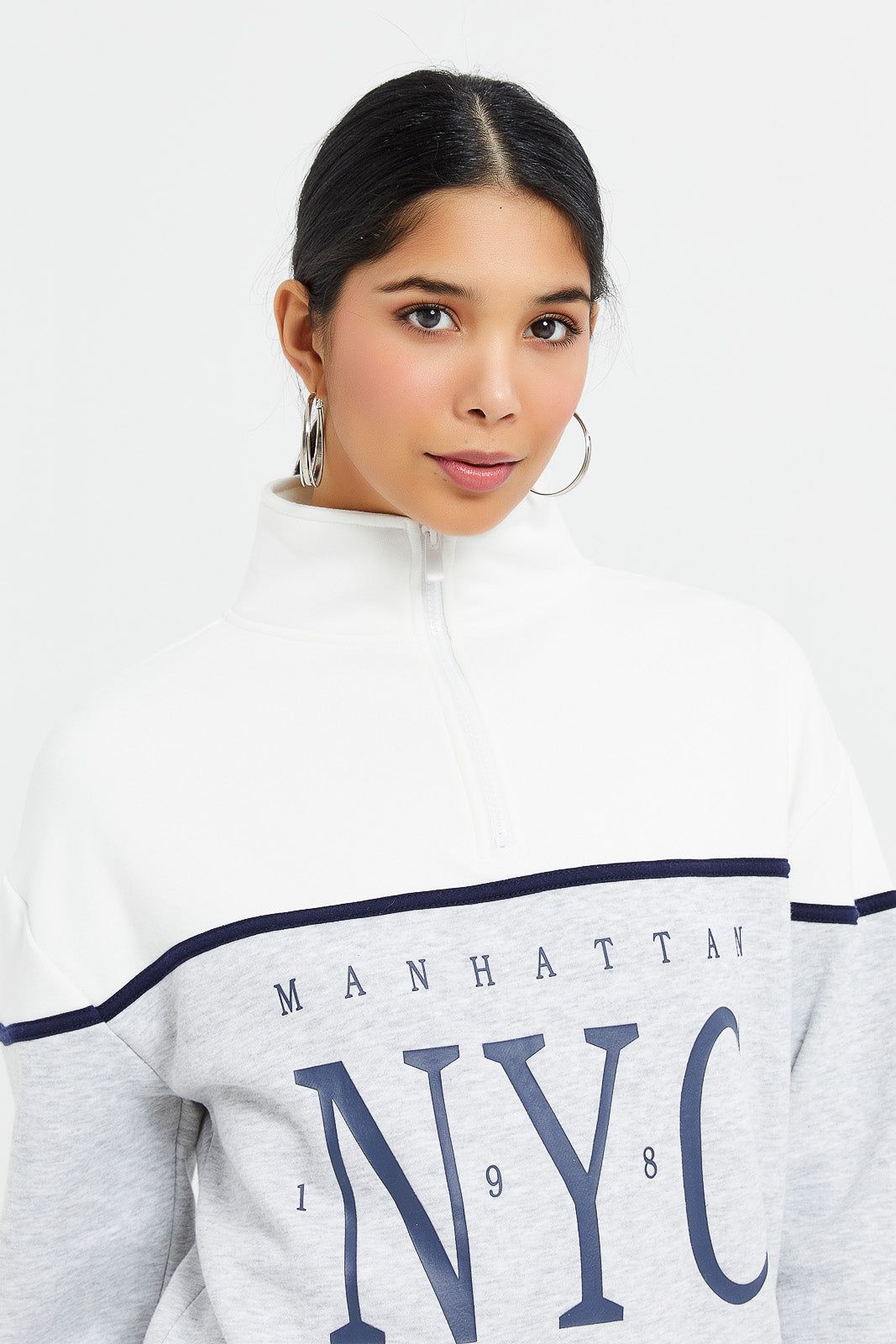 Women Grey And White Printed Sweatshirt sold by Redtag product image thumbnail 4