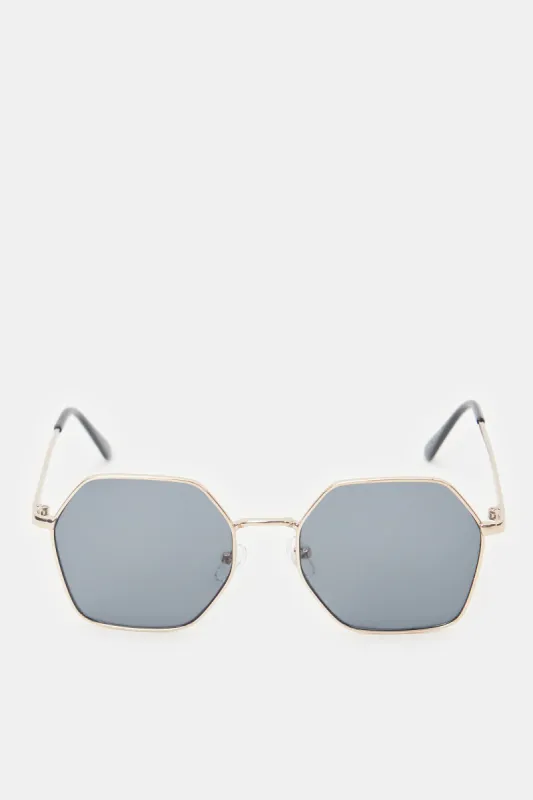 Men Black Hexagonal Sunglasses sold by Redtag