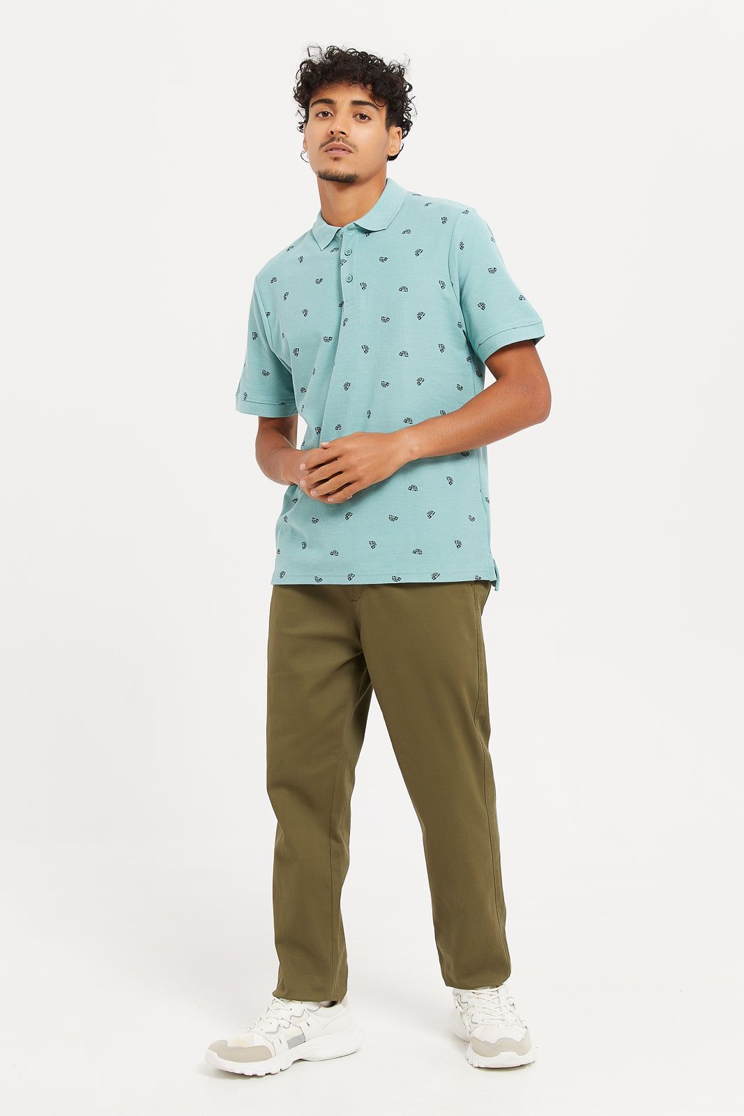 Men Blue Printed Polo Shirt sold by Redtag product image thumbnail 2