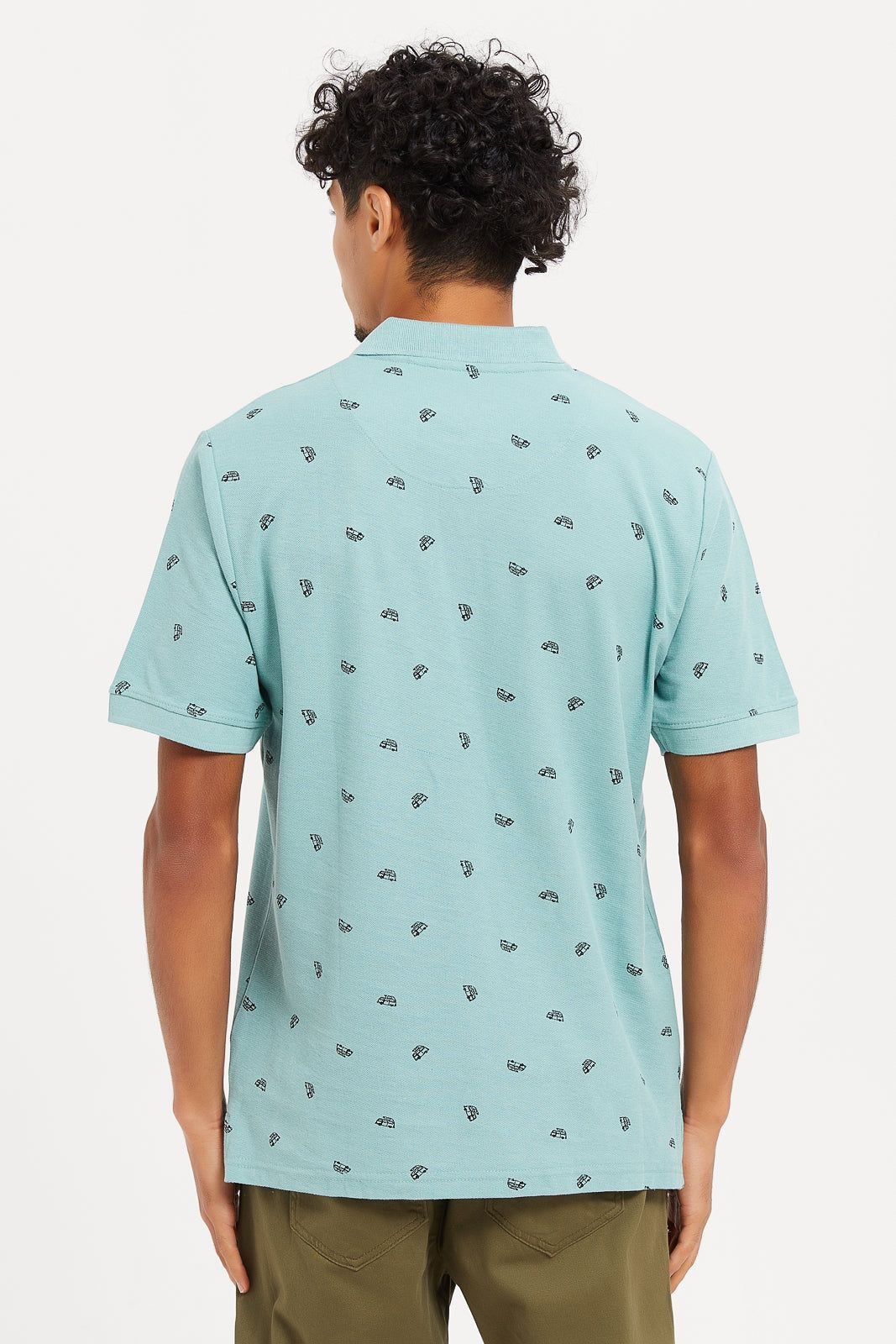 Men Blue Printed Polo Shirt sold by Redtag product image thumbnail 3