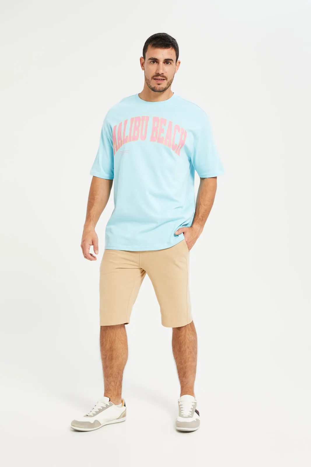Men Blue HD Oversized Print T-Shirt sold by Redtag product image thumbnail 2