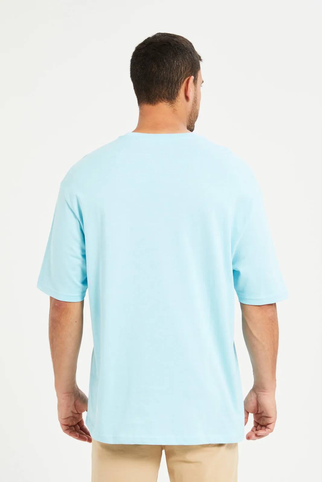 Men Blue HD Oversized Print T-Shirt sold by Redtag product image thumbnail 3