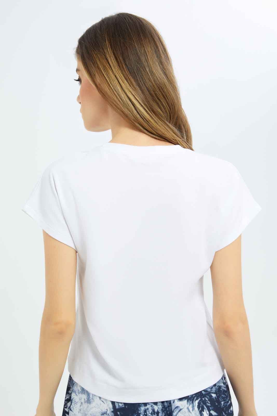 Women White And Navy T-Shirt sold by Redtag product image thumbnail 3