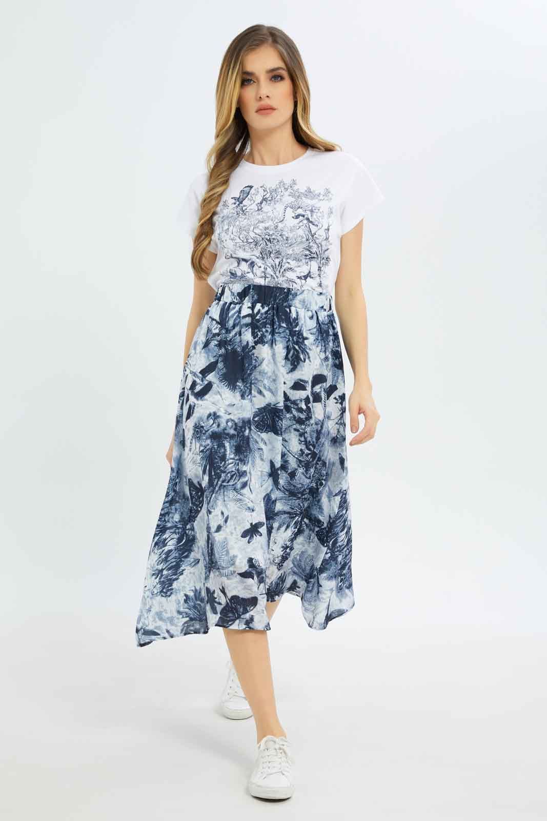 Women White And Navy T-Shirt sold by Redtag product image thumbnail 2