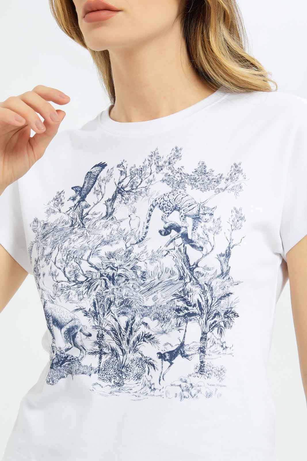 Women White And Navy T-Shirt sold by Redtag product image thumbnail 4