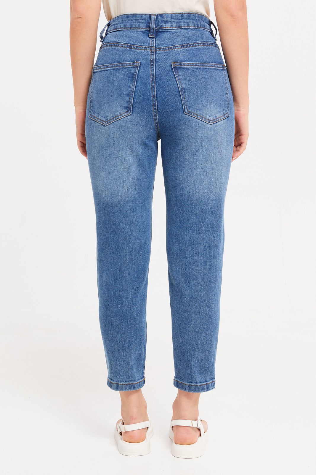 Women Blue High Rise Mom Fit Jeans sold by Redtag product image thumbnail 3
