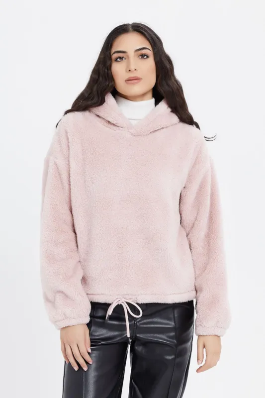 Women Pink Polar Fleece Hoodie Sweatshirt sold by Redtag