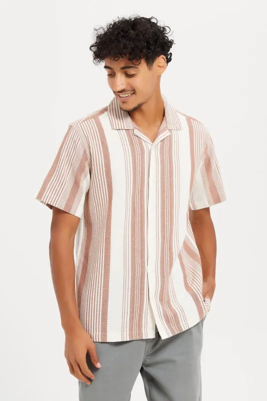 Men Assorted Striped Textured Collar Shirt sold by Redtag