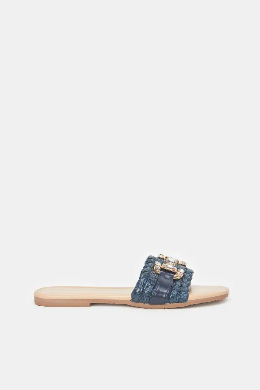 Women Blue Mule With Embellishment sold by Redtag