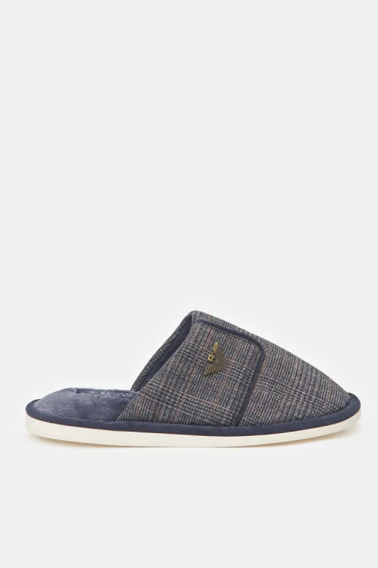 Men Charcoal Checkered Mule Slipper sold by Redtag
